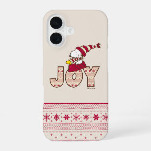 Coque iPhone 16 Cachou Snoopy & Woodstock Promenade en traîneau