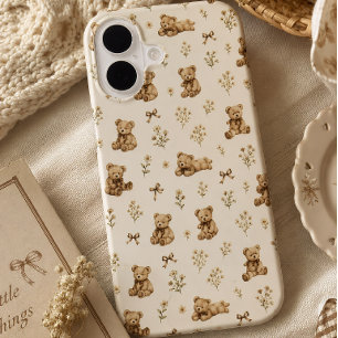 Coque iPhone 16 Cadeau de motif d'ours en peluche Cottagecore