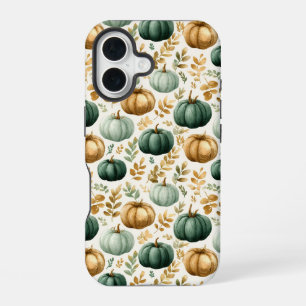 Coque iPhone 16 Cadre photo Citrouille d'automne personnalisé