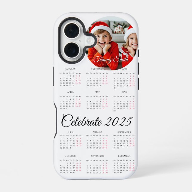 Coque iPhone 16 Calendrier personnalisé 2025 (Verso)