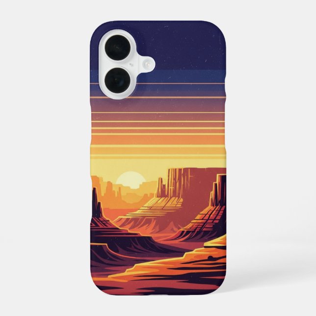 Coque iPhone 16 Calques de Canyon Rétro (Verso)