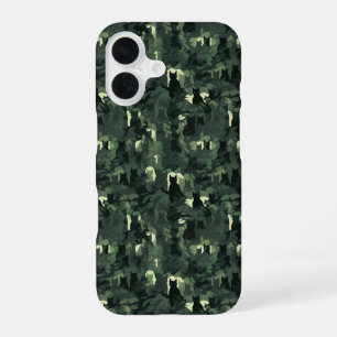 Coque iPhone 16 Camouflage de chat vert foncé