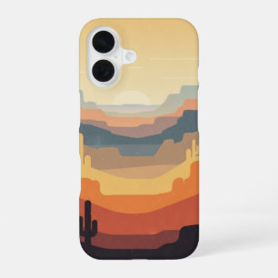 Coque iPhone 16 Canyons Superposés Rétro