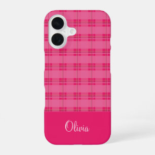Coque iPhone 16 Carreaux Rose Chaud