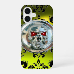 Coque iPhone 16 CAVALIERS DE CRÂNE DAMASK GEMME Topaze  Jaune