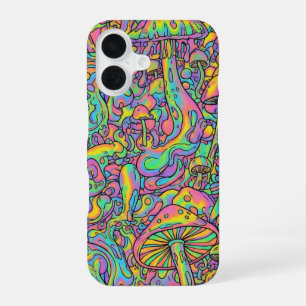 Coque iPhone 16 Champignons arc-en-ciel par Natasha Us