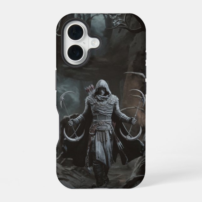 Coque iPhone 16 Chasse à l'ombre - Forêt Rogue Guerrier (Verso)