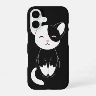 Coque iPhone 16 chat noir et blanc