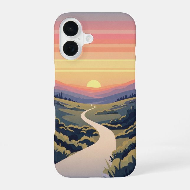 Coque iPhone 16 Chemin Rétro Aube (Verso)