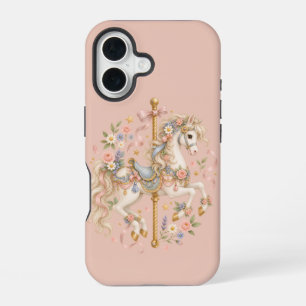 Coque iPhone 16 Cheval de carrousel mignon art vintage