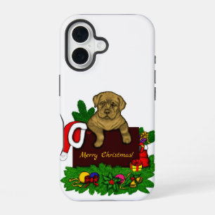 Coque iPhone 16 Chiots de Noël