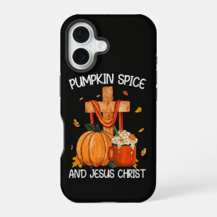 Coque iPhone 16 Citrouille Spice et Jésus-Christ