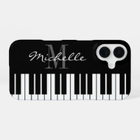 Clés de piano noir et blanc monogramme iPhone 16 c