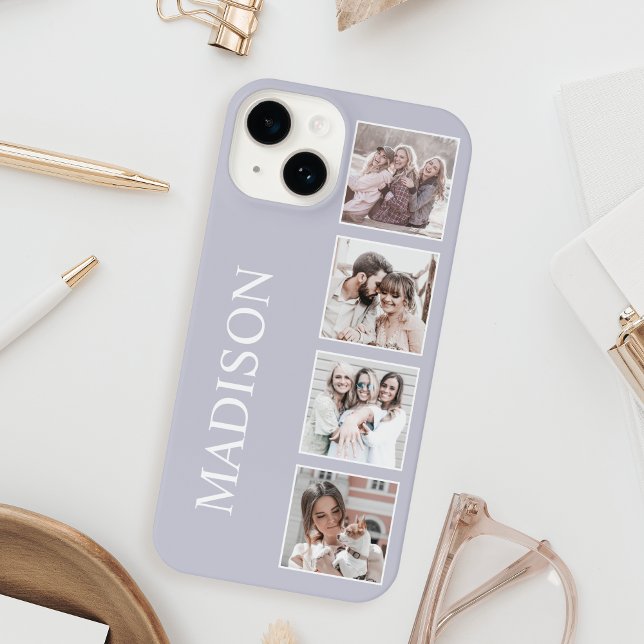 Coque iPhone 16 Collage de photos personnalisé lavande (Créateur téléchargé)
