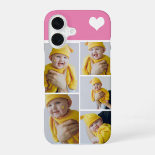 Coque iPhone 16 Collage photo personnalisé avec cœur