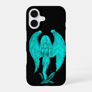 Coque iPhone 16 Conception Ange, Noir et Vert