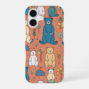 Coque iPhone 16 Conception de boîtier téléphonique Motif d'ours ad