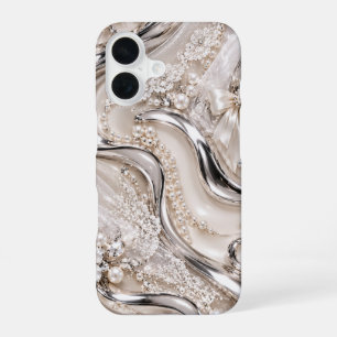 Coque iPhone 16 Conception de design mignon en chrome liquide