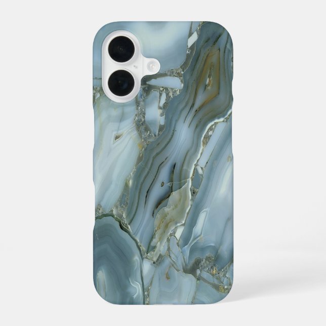 Coque iPhone 16 Conception de marbre turquoise bleu iPhone  (Verso)