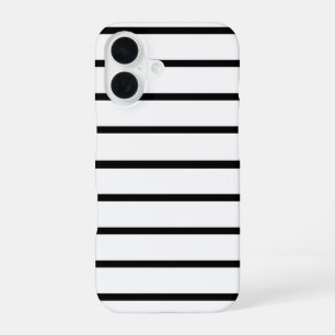 Coque iPhone 16 Conception de rayures blanches et noires