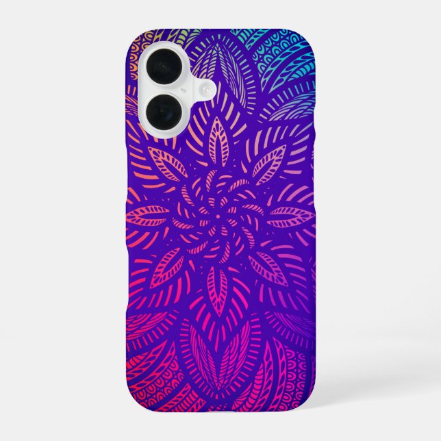 Coque iPhone 16 Conception dynamique Mandala (Verso)