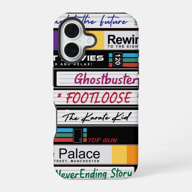 Coque iPhone 16 Conception vidéo VHS (Verso)