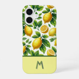 Coque iPhone 16 Cool zesty citrons à motif mongrammé