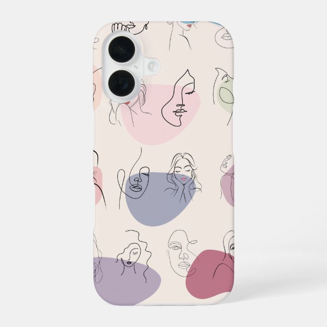 Coque iPhone 16 Coque iphone d'art branché Abstrait Woman Line (Verso)
