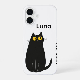 Coque iPhone 16 Coque iphone de chat noir personnalisé - Ajouter u