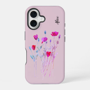 Coque iPhone 16 Coquelicots rouges prairie estivale, fleurs sauvag