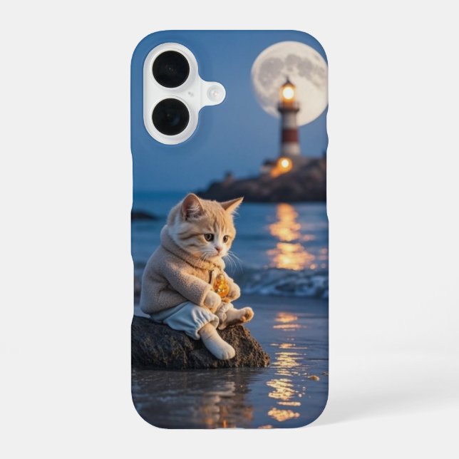 Coque iPhone 16 Cosy Kawaii Cat Téléphone (Verso)