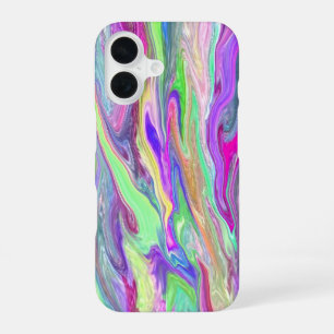 Coque iPhone 16 Couleur Liquide Abstraite Bleu Vert