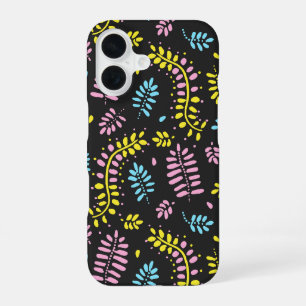 Coque iPhone 16 Couleurs Abstraites Feuilles-Gras