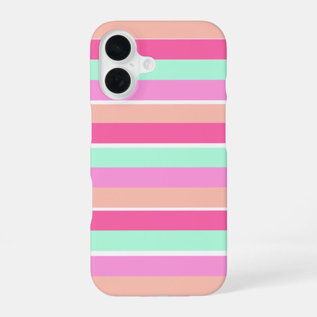 Coque iPhone 16 Couleurs de bonbons rayures (Verso)