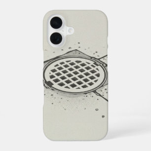 Coque iPhone 16 Couvercle de drain de rue vintage