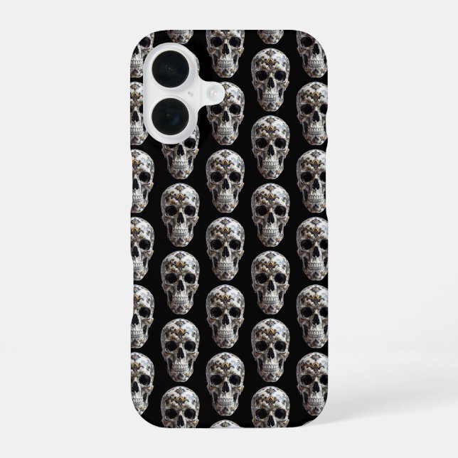Coque iPhone 16 Crâne à motifs (Verso)