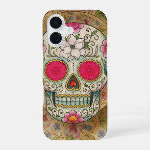 Coque iPhone 16 Crâne de sucre de tasse à thé