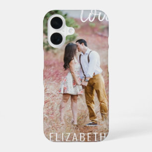 Coque iPhone 16 Créez Votre Propre Photo Moderne Écriture LOVE