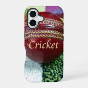 Coque iPhone 16 Cricket : Impression d'art de balle dure rouge