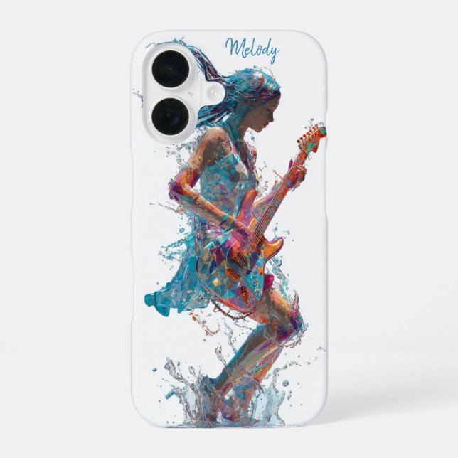 Coque iPhone 16 Customizable Rock’n Roll Woman – Guitar Art (Verso)