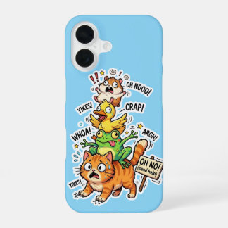Coque iPhone 16 Cute Chaotic Animal Stack Meme Phone Case – Funny 