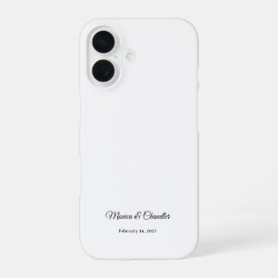 Coque iPhone 16 Date de couple personnalisée Minimaliste Blanc