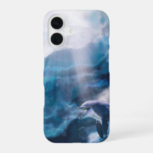 Coque iPhone 16 Dauphins surfant JUSTE POUR LE PLAISIR