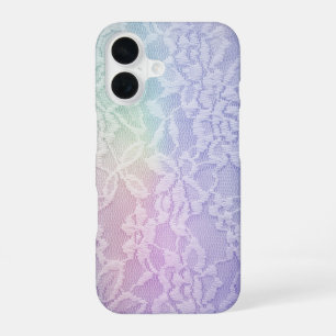 Coque iPhone 16 Dentelle arc-en-ciel Pastel