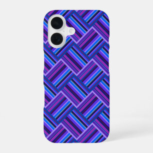 Coque iPhone 16 Des rayures bleues et violettes tissent