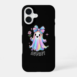 Coque iPhone 16 Design Fantôme coloré avec Bow et Flower