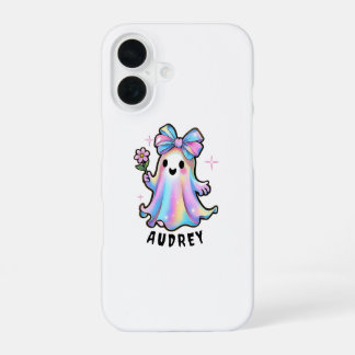 Coque iPhone 16 Design Fantôme coloré avec Bow et Flower
