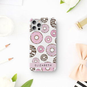 Coque iPhone 16 Donuts Roses, Donuts Blancs, Sprinkings, Votre Nom
