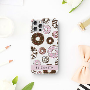 Coque iPhone 16 Donuts Roses, Donuts Brown, Sprinkings, Votre Nom