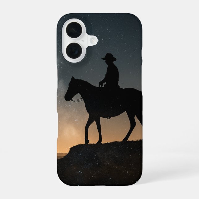 Coque iPhone 16 Double Exposure Phone Case - Lone Rider Starry Sky (Verso)